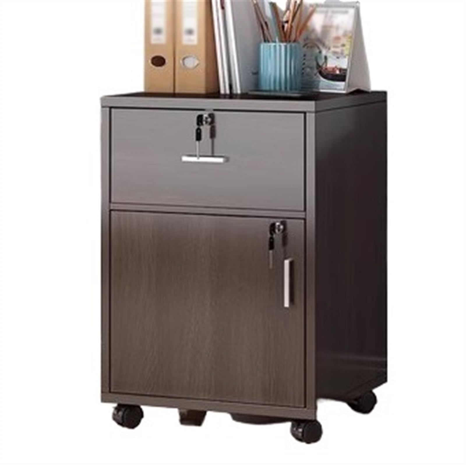 Aioneer File Cabinet Office Filing Wooden Removable Low Cabinet With One Drawer One Storage Cabinet Filing Cabinet Lockable Storage Filing Cabinet Filing Cabinet-Bruin