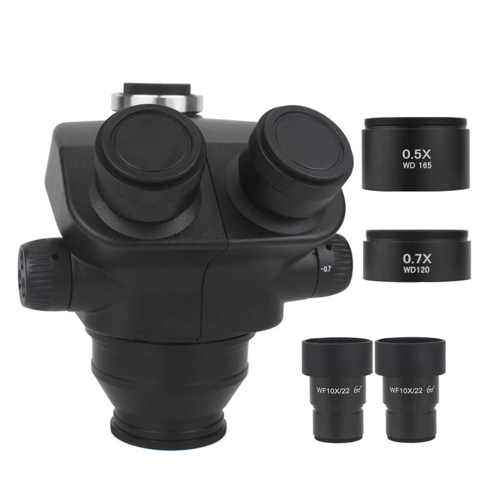 7X-45X 7X-50X Biżuteria Mikroskop Stereo Trinokularowa Głowica Mikroskopu WF10X/22mm Okular Gumowe Osłony Oczu Akcesoria Mikroskopowe (Z 0,5 x 0,7x)