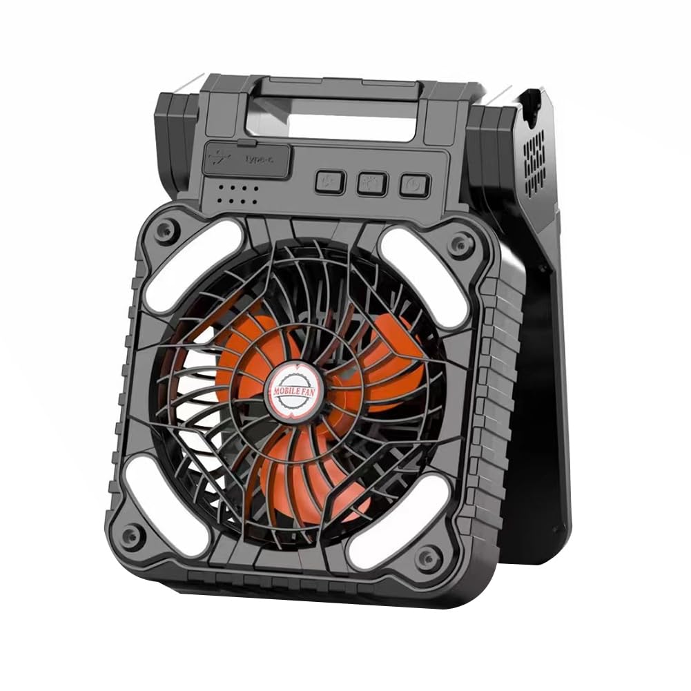 LA BAIESO Solar Powered Fan Camping with LED Light, Portable Camping Fan with Solar Panel, Rechargeable Tent Camp Fan