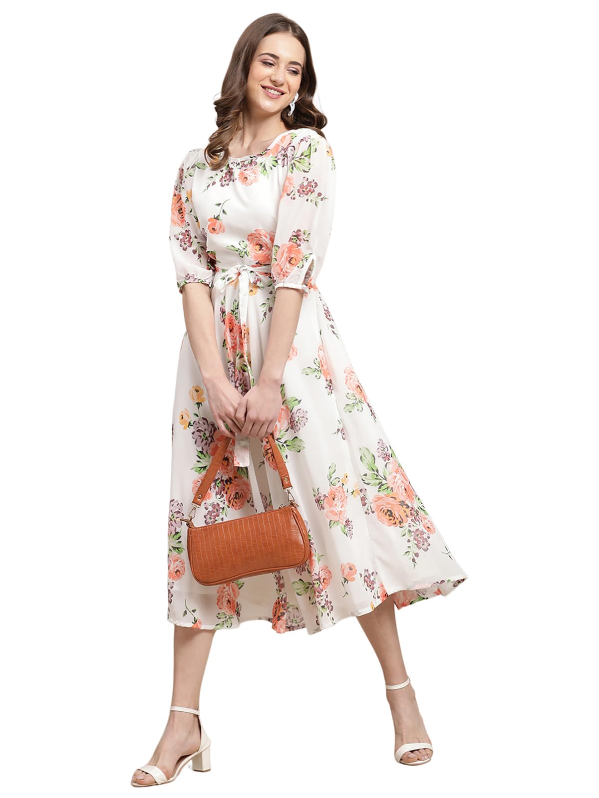 Tee Projekt Women White Rose Garden Maxi Dress