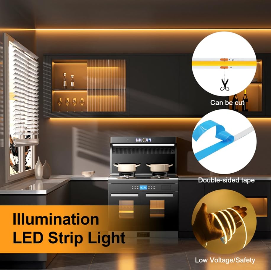 Tira LED COB 5mm 12V 5m Warm White Alta Brillo miniatura 4