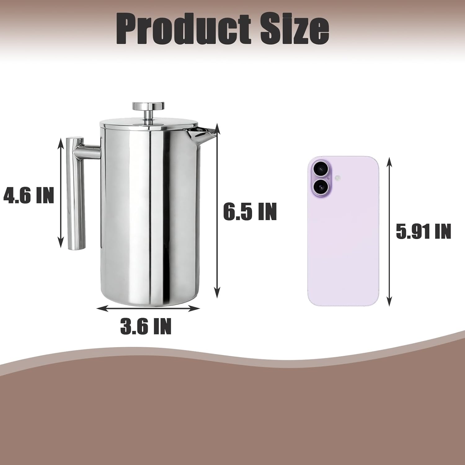 French Press Coffee Maker 27OZ : 304 Grade Stainless Steel Double Walled Insulated Coffee Press with Filter - Heat Resistant Coffee Maker Brewwing tea for Kitchen Travel Office Outdoor Camping