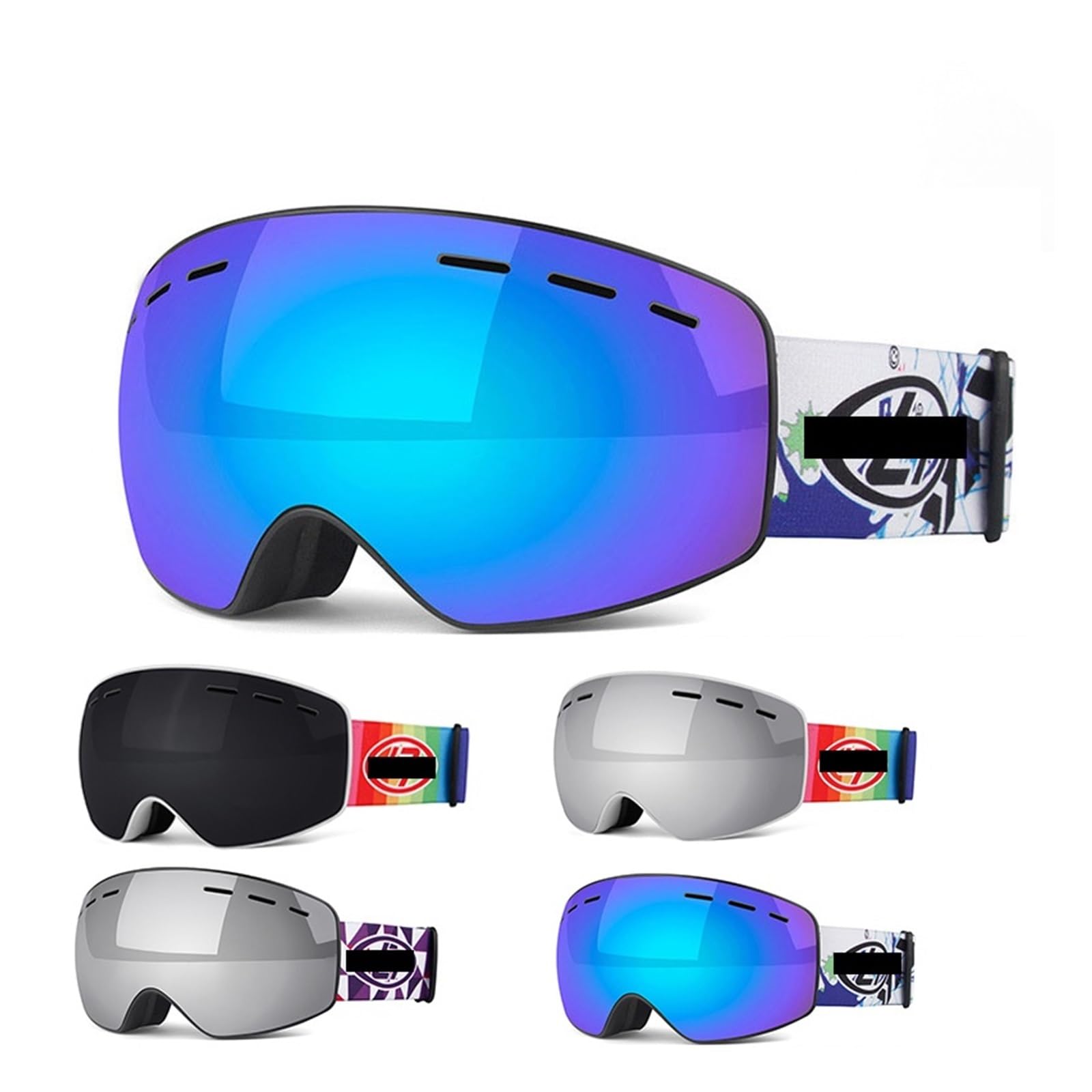 Occhiali da Sci Invernali - Occhiali da Sci antiappannamento a Doppio Strato UV400 Occhiali da Sci Lenti a Specchio Occhiali da Snowboard Antivento Occhiali da Esterno (Colore: Grigio) (WS)