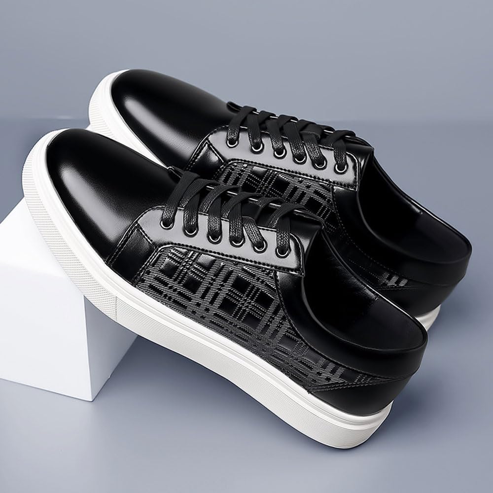 MANLADUO Zapatillas de deporte para hombre, informales, estampadas, con diseño de cordones, versátiles y de caña baja para estudiantes