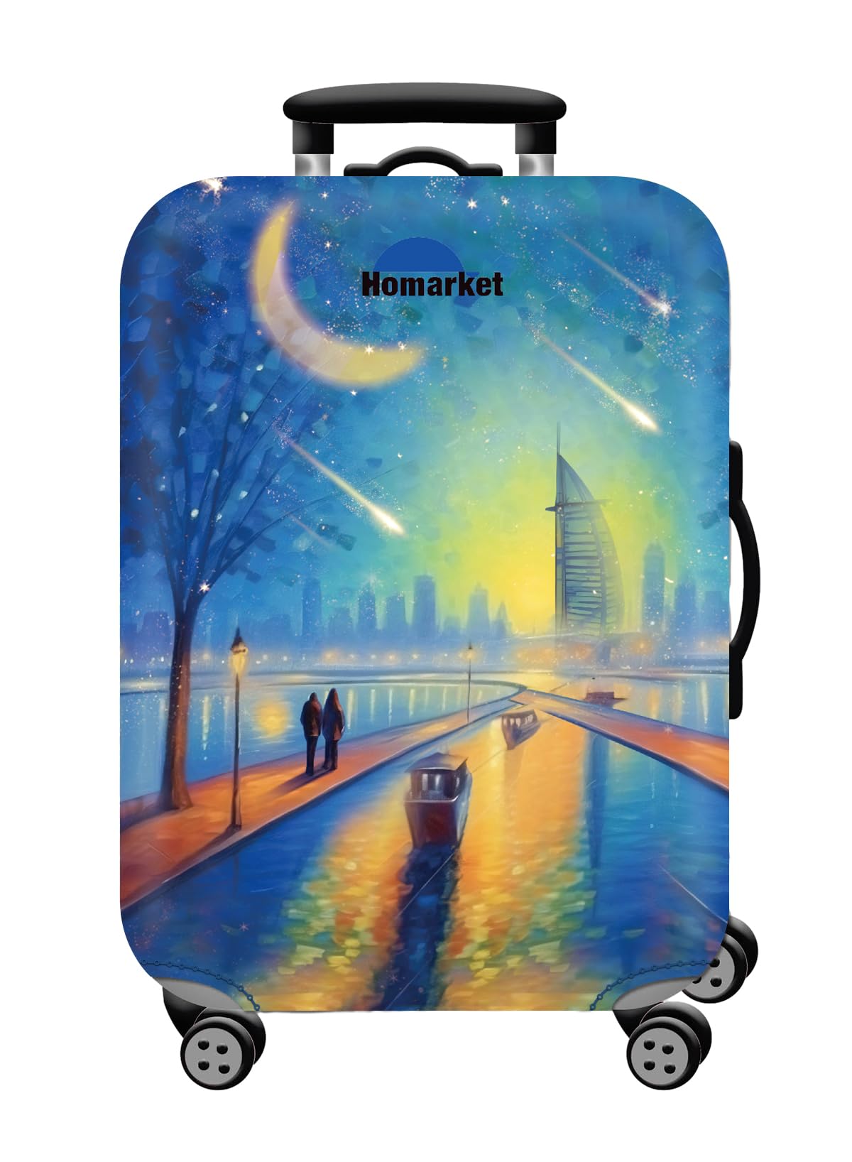 HomarketThickened Travel Luggage Cover, Washable Gear, 18-32 Inch Suitcase Spandex Protective (A, M(22-24 Inch Luggage))