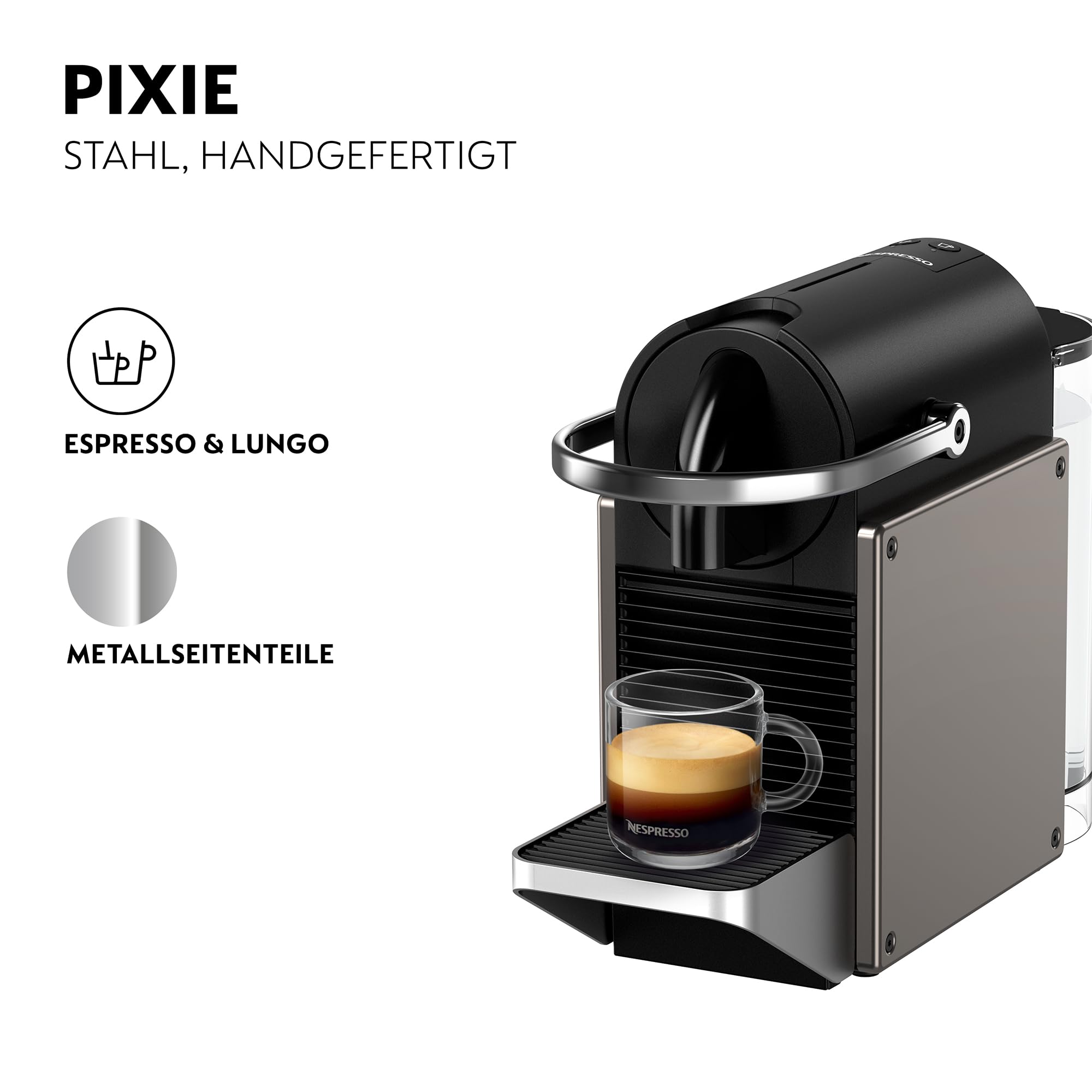 Krups XN306TK Nespresso Pixie Titan, ekspres do kawy, programowalne przepisy, 2 długości, automatyczne wyłączanie, 1260 W, 0,7 l