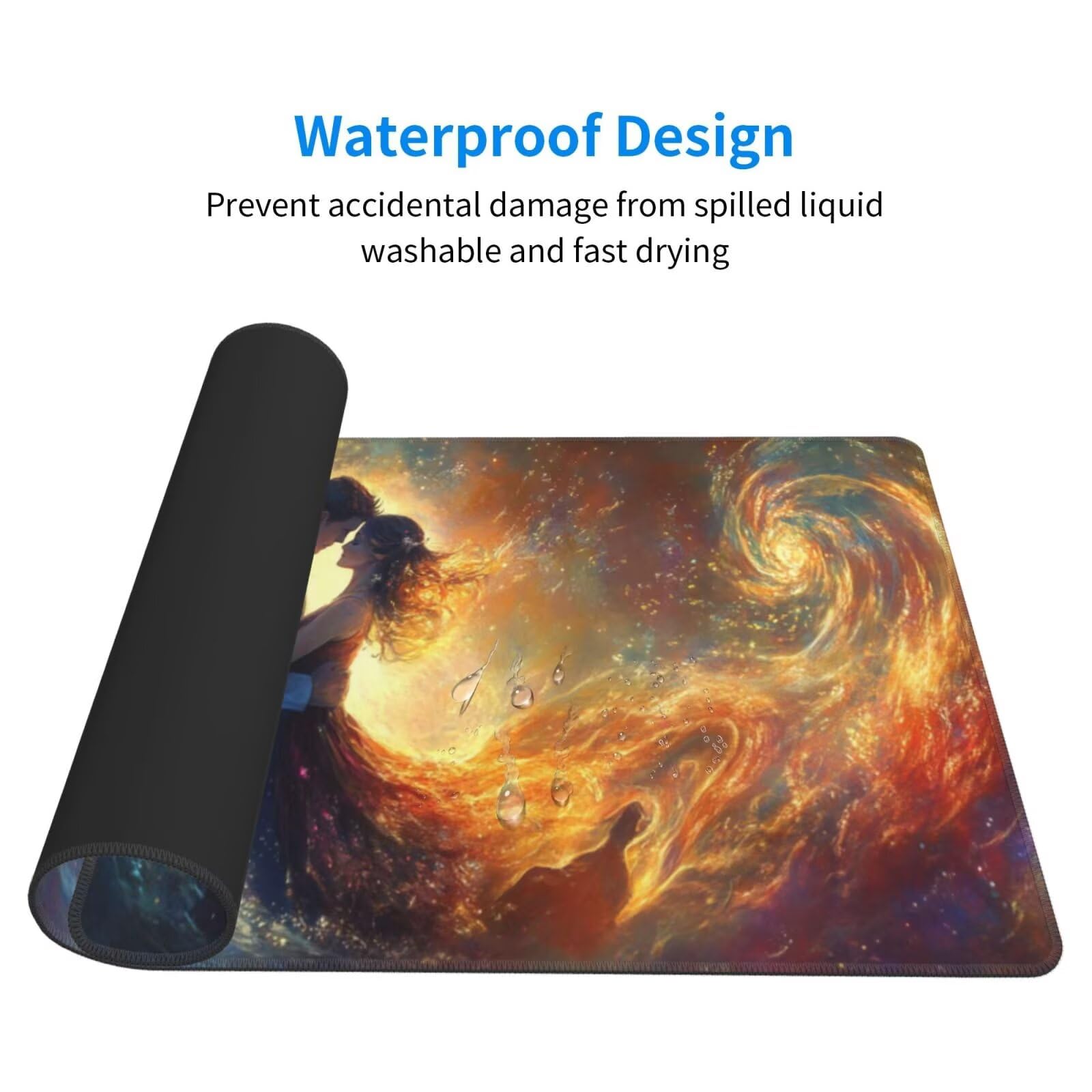 Żółta podkładka pod mysz XXL Para na biurko 1600 x 800 x 3 mm zmywalna podkładka do gier na laptopa, z antypoślizgową gumową podstawą do gier, PC, personelu biurowego Y1219