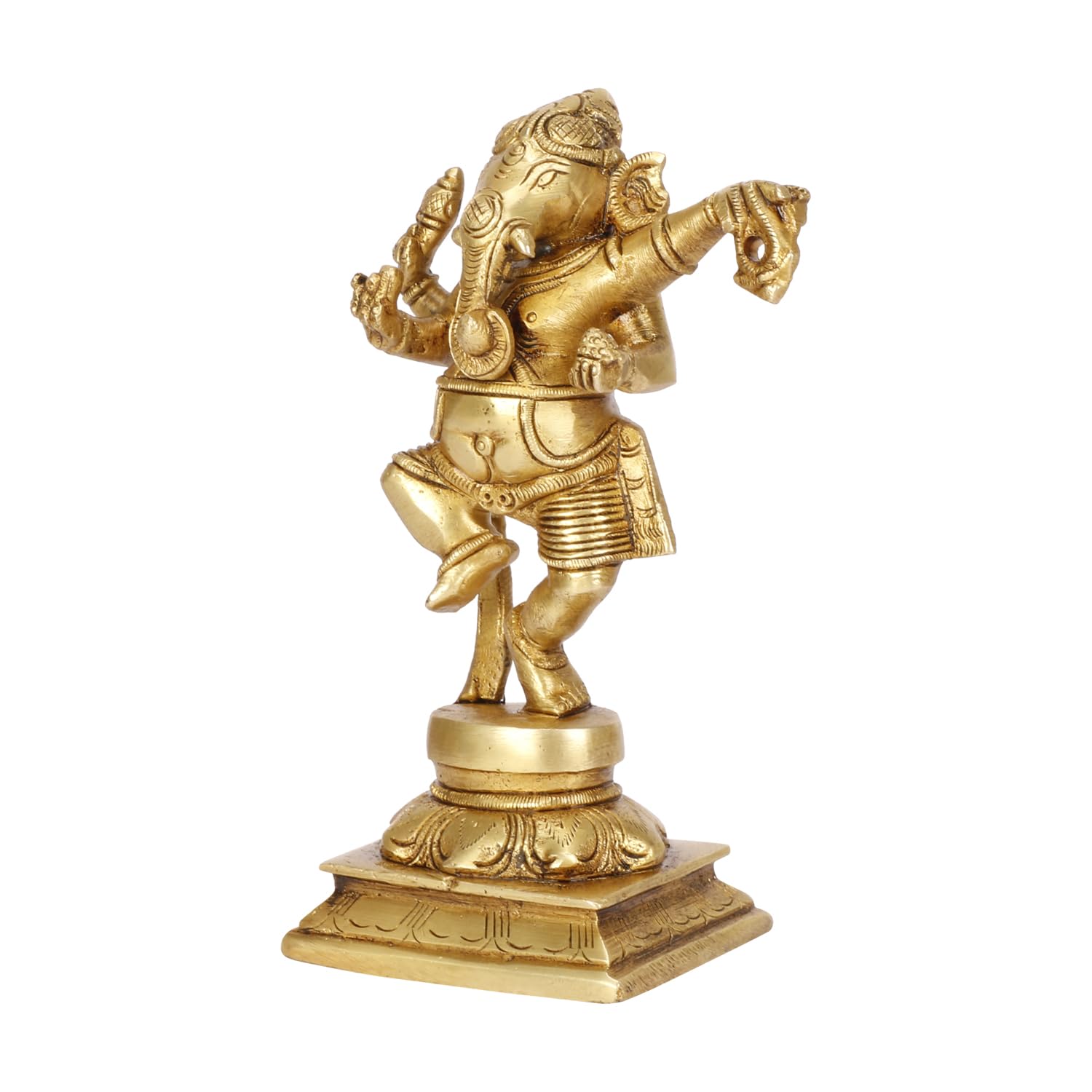 Idolo decorativo in ottone di Ganesha danzante per il tempio domestico, statua di Ganesha per la casa, statua del Signore Ganesha, dimensioni - 15 cm