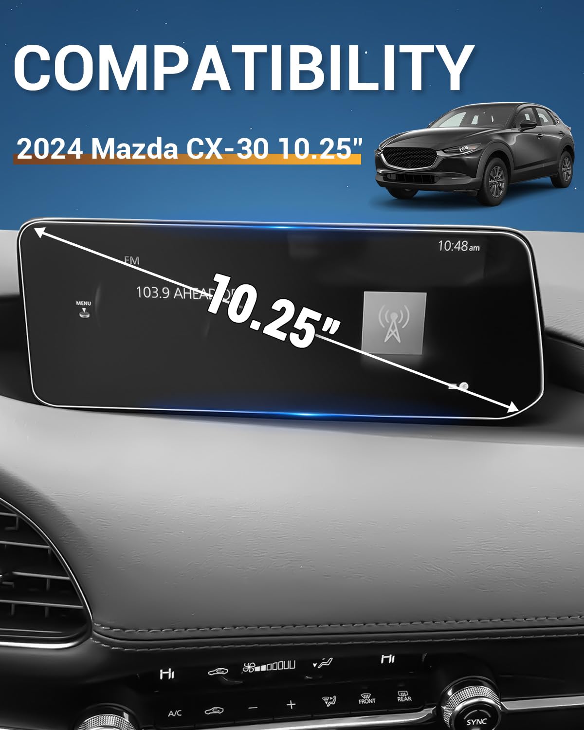 YEE PIN Pellicola In Vetro Temperato 9H Per Display Mazda 3 E CX-30 (2019-2022) – Protezione Antigraffio Per Navigatore 8,8'' - 5