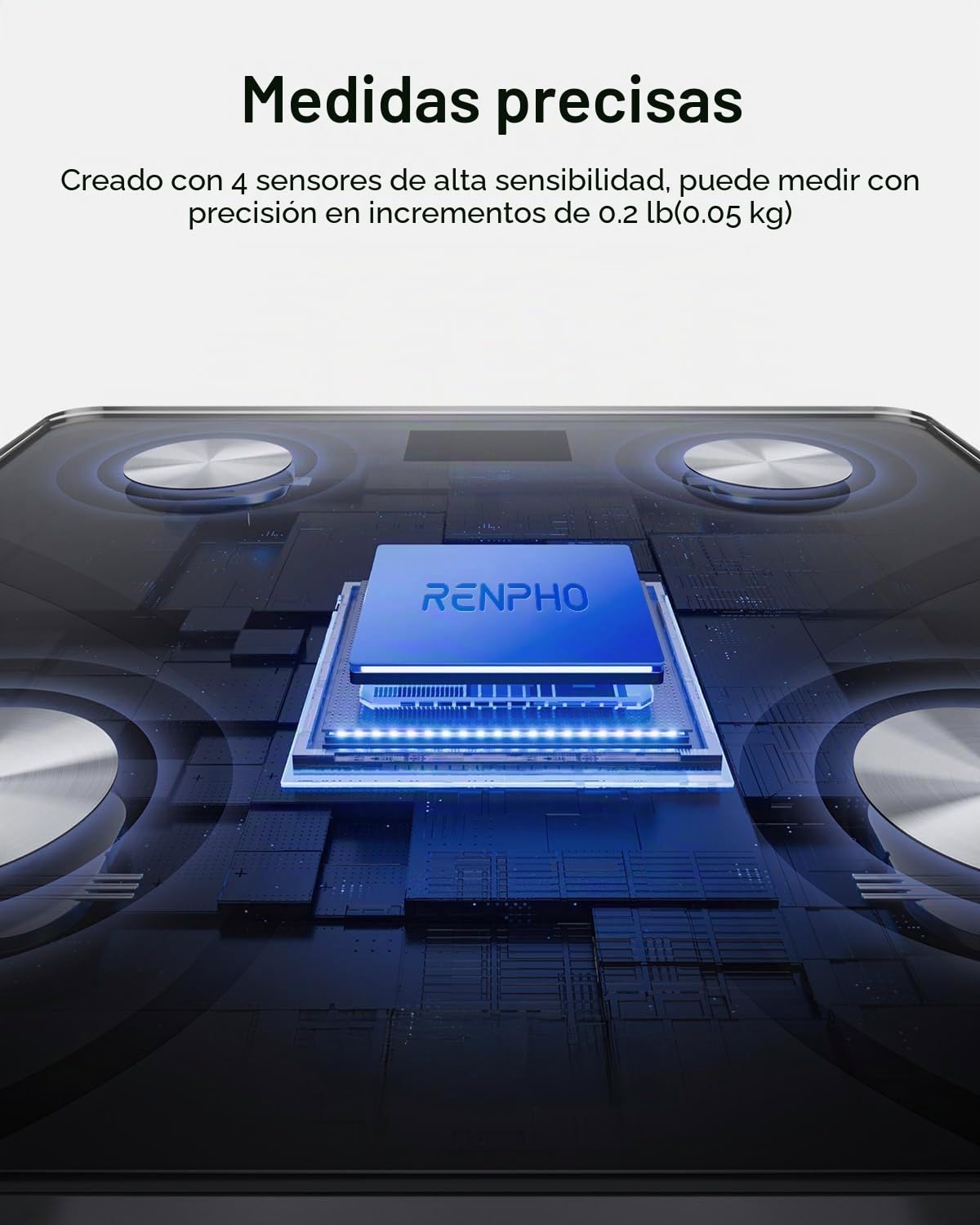 RENPHO Bascula de Baño Digital, Bascula Grasa Corporal y Muscular con App, Bascula Inteligente para Fitness, 13 Monitores de Composición Corporal Peso IMC Muscular, Elis 1