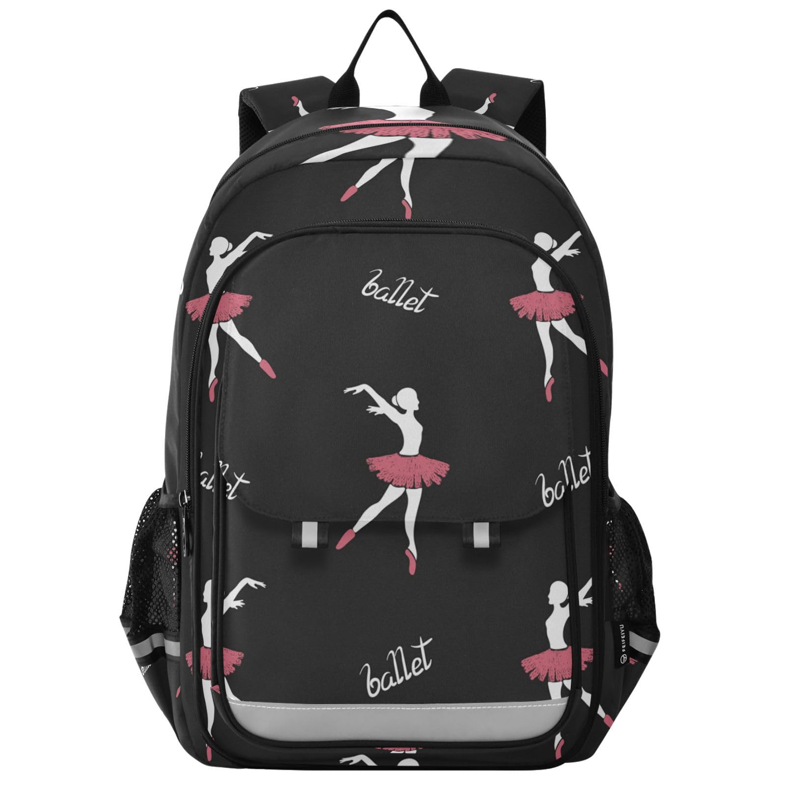 Sac d'école pour danseuses de ballet pour garçons et filles, grand sac à livres, léger, résistant à l'eau., Noir , taille unique