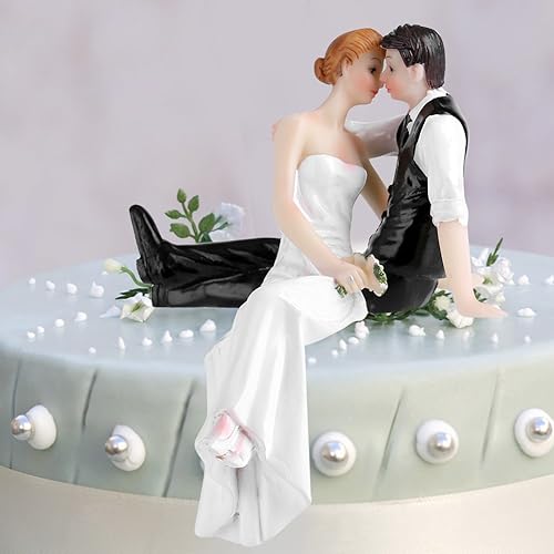Miniatura 4 de BORDSTRACT Divertidos adornos para tartas de boda, romántica figura de resina con forma de novia y novio, para decoración de fiesta de banquete de