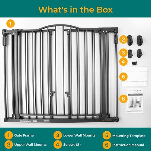 Miniatura 8 de North States MyPet - Puerta de arco Windsor extra ancha de 72 pulgadas proporciona seguridad en espacios extra anchos. Montaje de herrajes. Se