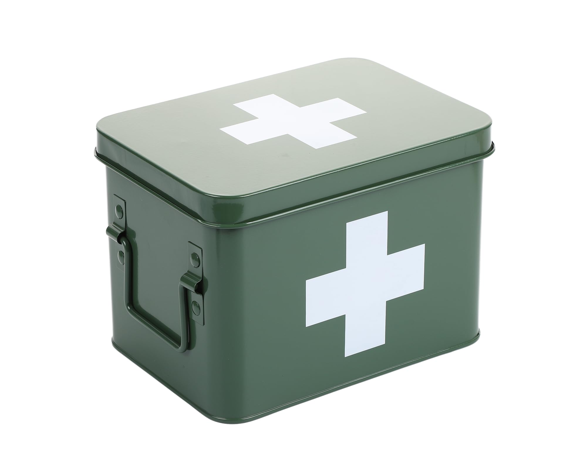 Generic - Scatola di pronto soccorso smaltata retrò per medicine e decorazione della casa, con coperchio e vassoio rimovibile, 21 x 15 x 15 cm (confezione da 1