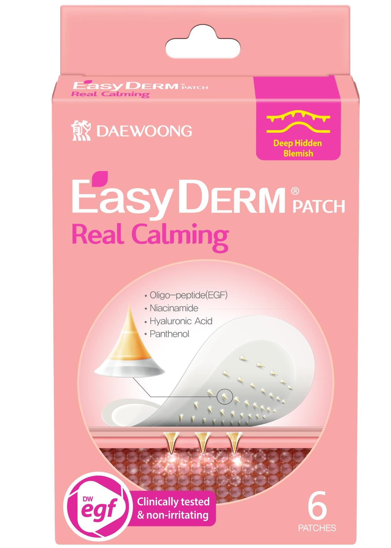 EasyDerm Real Calming Microdart Pimple Patches, Clear Nano Micropoint | Niacinamide, Hyaluronic Acid, EGF Acne Dark Spot Care, K-beauty | 6 counts