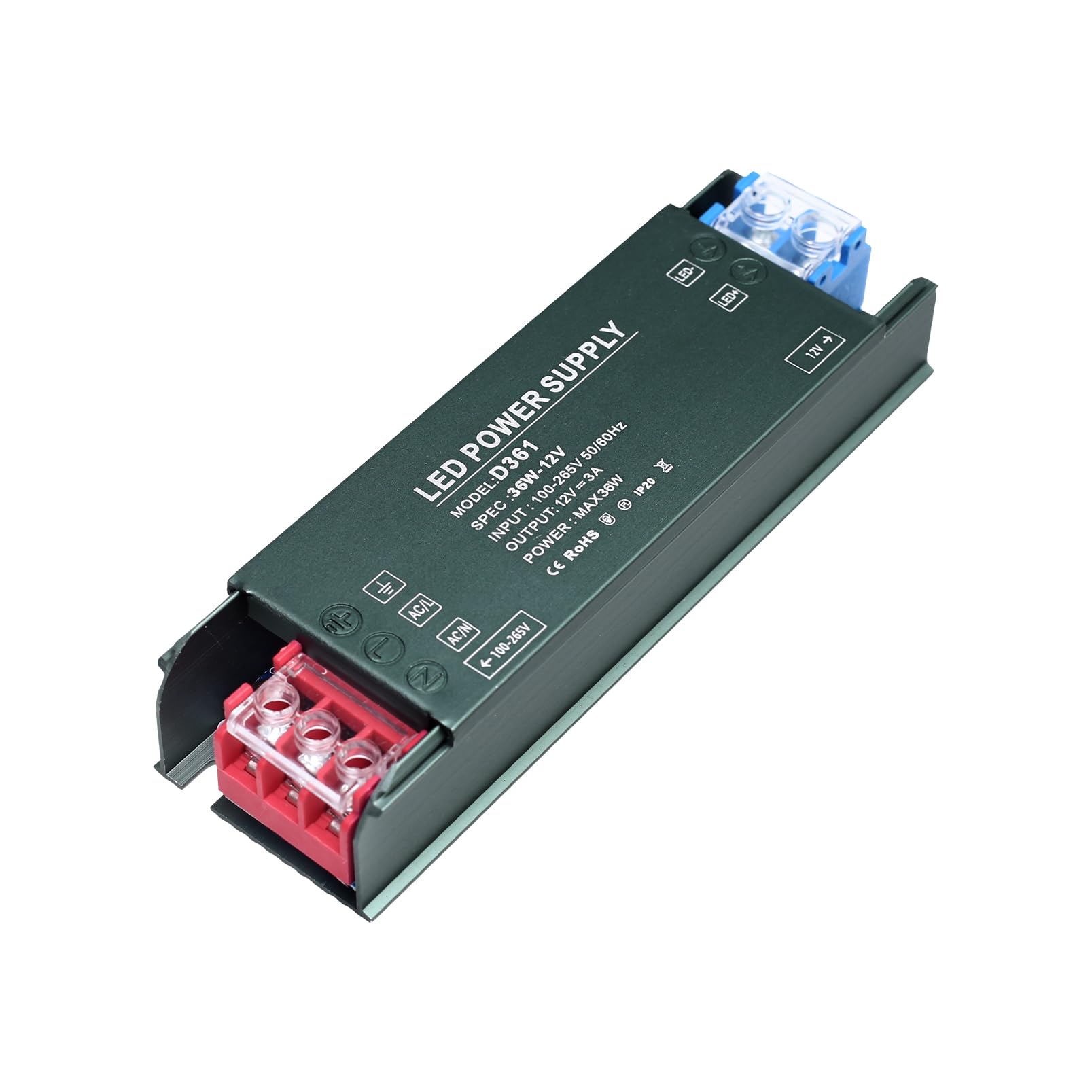 KSIBNW LED Transformer 12V 36W Driver AC 240V to DC 12V 3A, Ultra Slim Low Volt Power Supply Quiet 240V to 12V Transformer Adapter for LED Strip Light