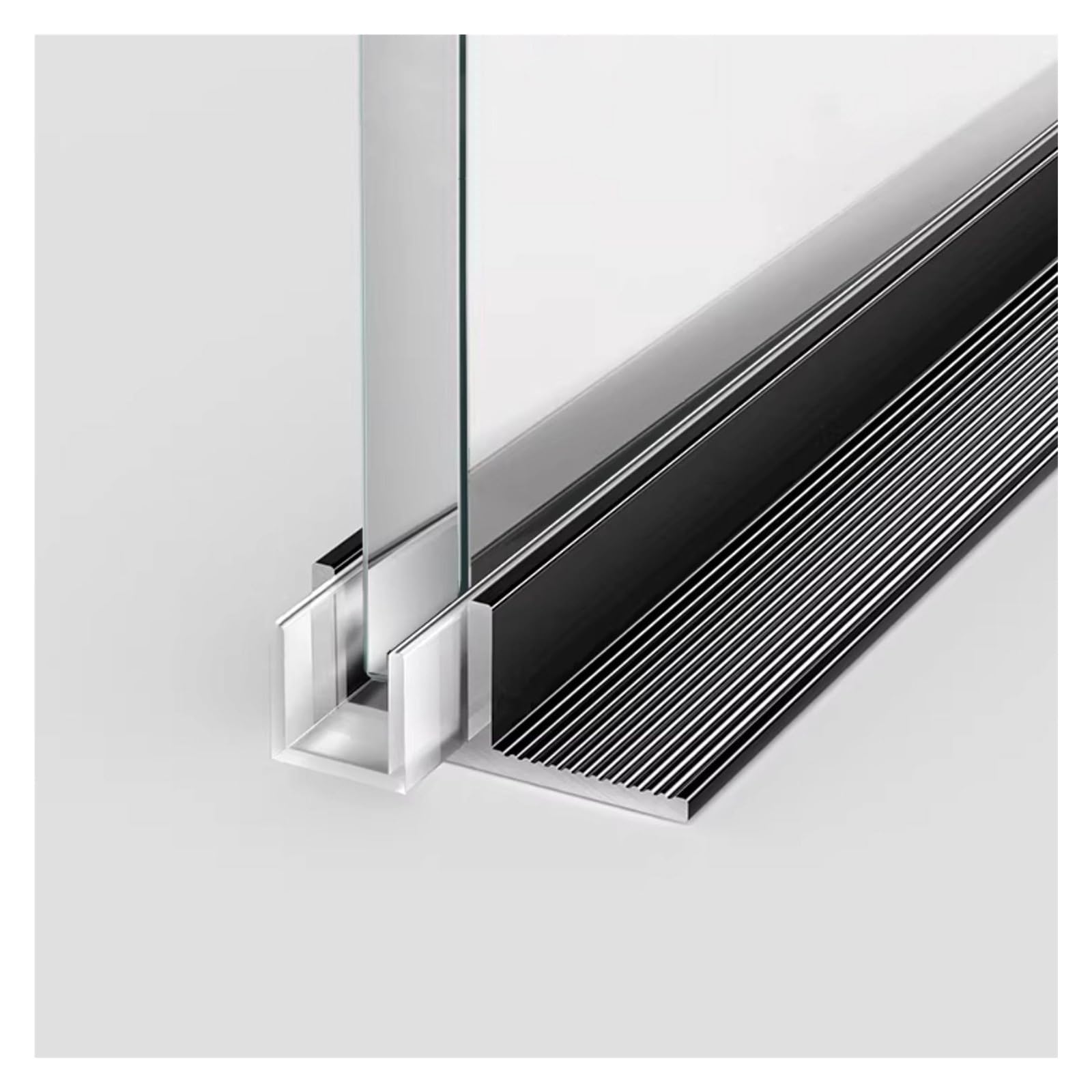 Canal fixe en verre caché de 2.1m en aluminium épuré pour paroi de douche haut de gamme