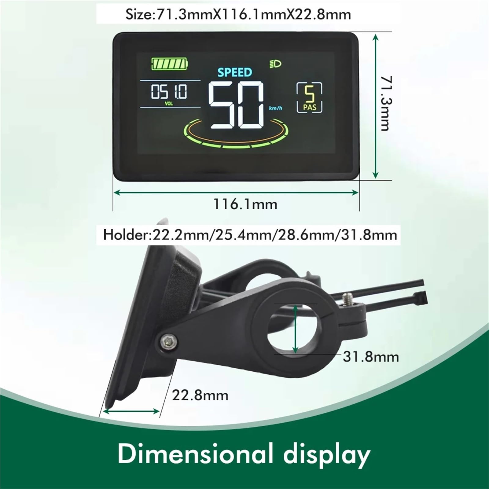 Pantalla para Ebike, Medidor con Pantalla LCD para Bicicleta Eléctrica H6C
