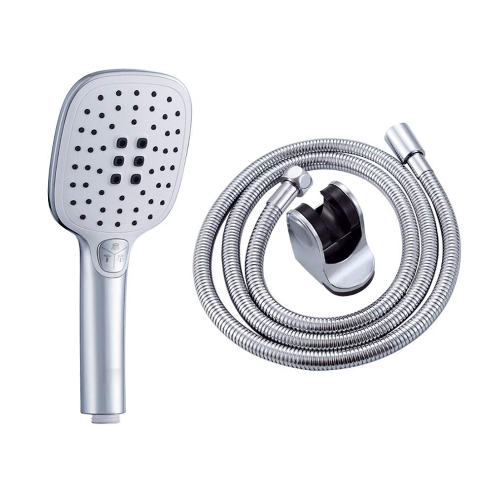 Alcachofa de ducha de mano de alta presión, con potente rociador de ducha multifunción, con manguera, soporte, regulador de flujo, cromo, L (Size : L)