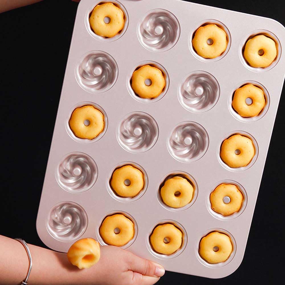 CANDeal Bandeja para Hornear Pasteles Antiadherente En Forma De Espiral para Hacer Pasteles Bundt del Tamaño De Un Bocado, Bandeja para Hornear Pasteles De Tubo Estriado (20 cavidades)