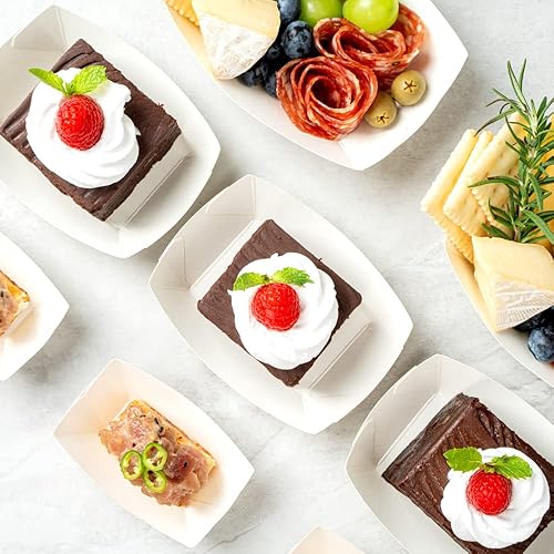 Vista 247 de Restaurantware Papel de periódico Bio Boat - 3" x 2" x 1" - Caja de 50 unidades Newsprint