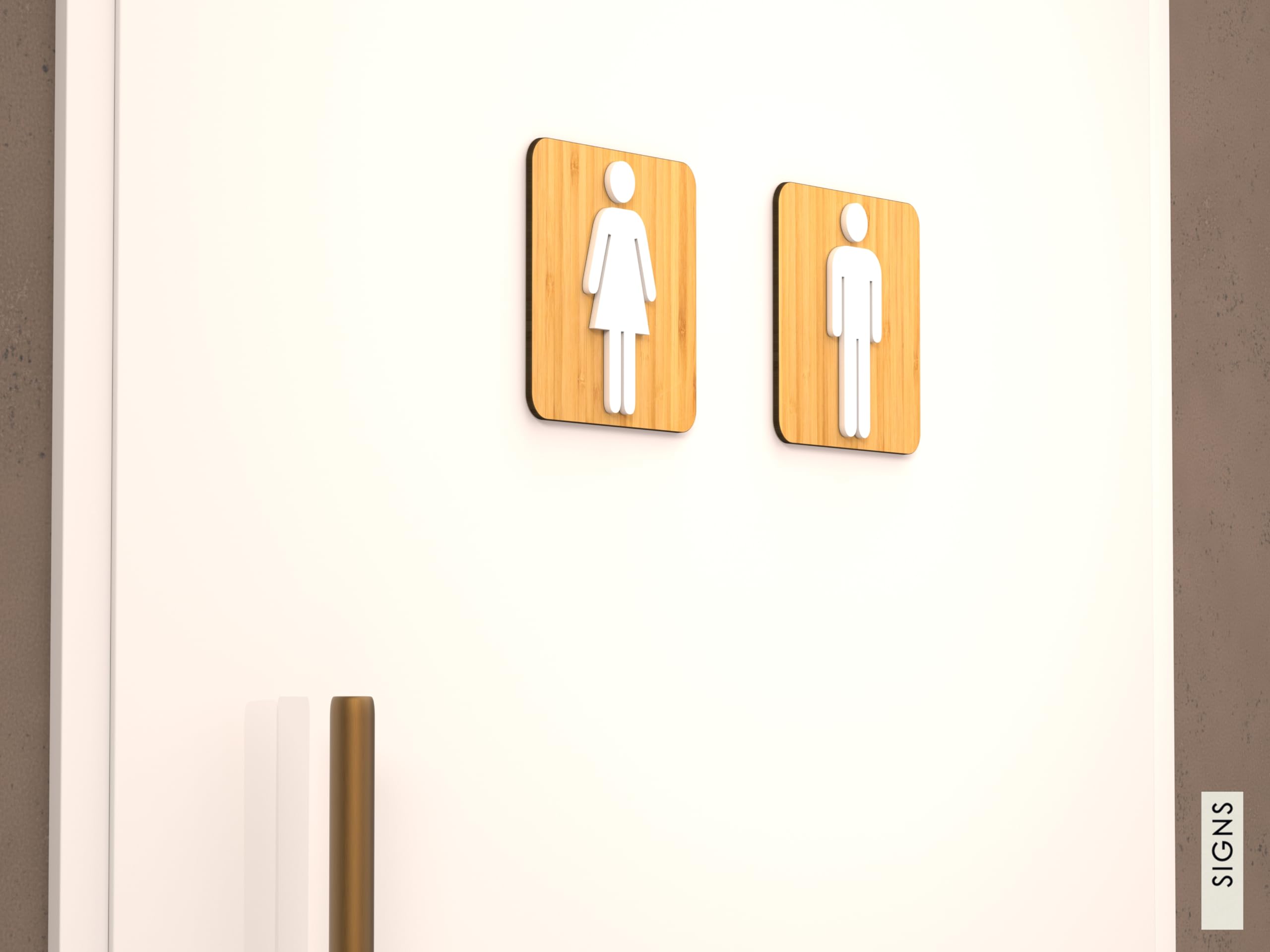 Signs - Classic, Set 4X- Geprägte Toiletten Schild Türen - Türschild WC Damen Herren Behinderten Wickeltisch - Schild Mann Frau Wickelraum Türschild (Quadratisch)