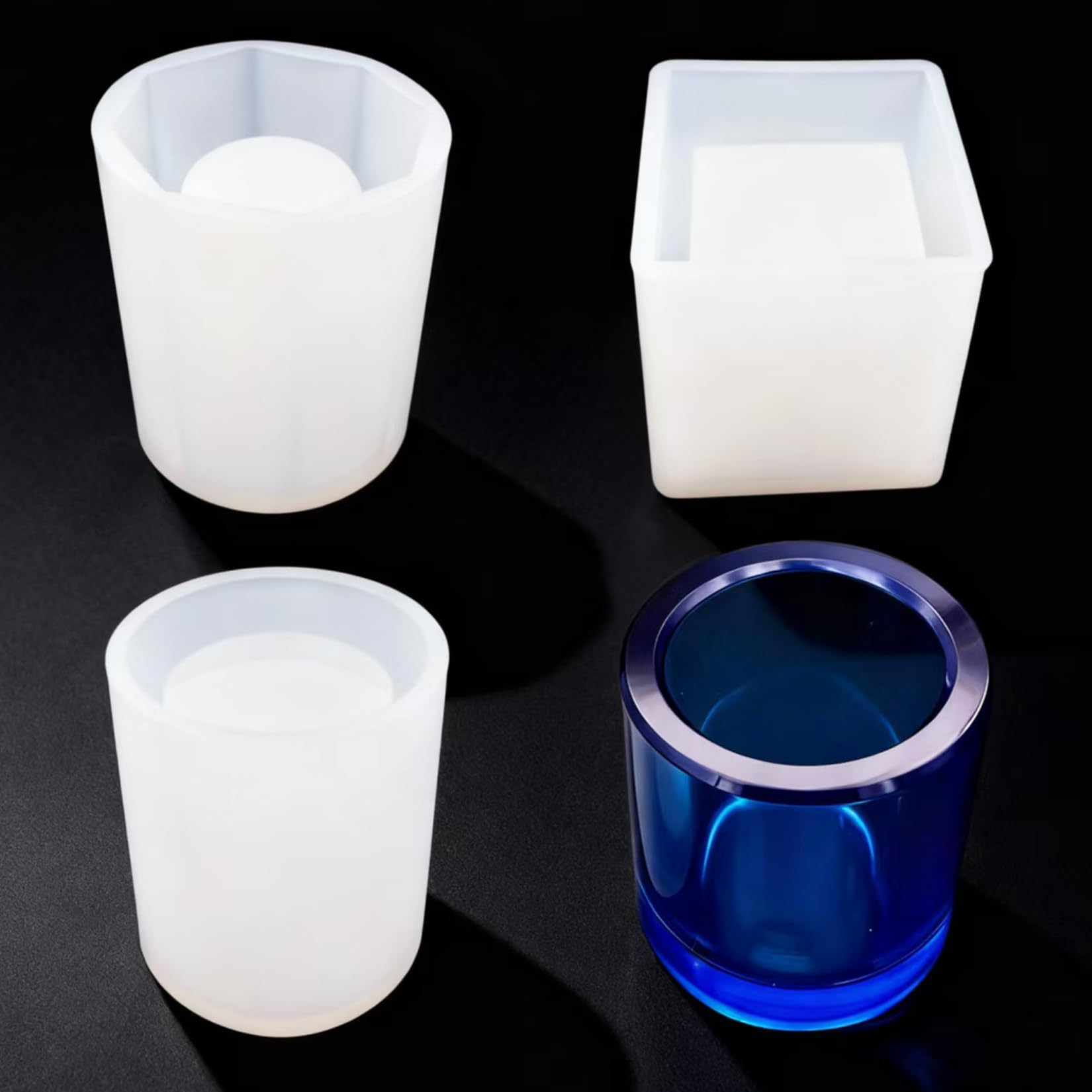 Markeny 3 Pack DIY Resin Pen Holder Plant Mold Hexagon Cube Cylinder Epoxy Resin Silicone Molds DIY Pen Holder Mold, Clear Flower Pot Moulds