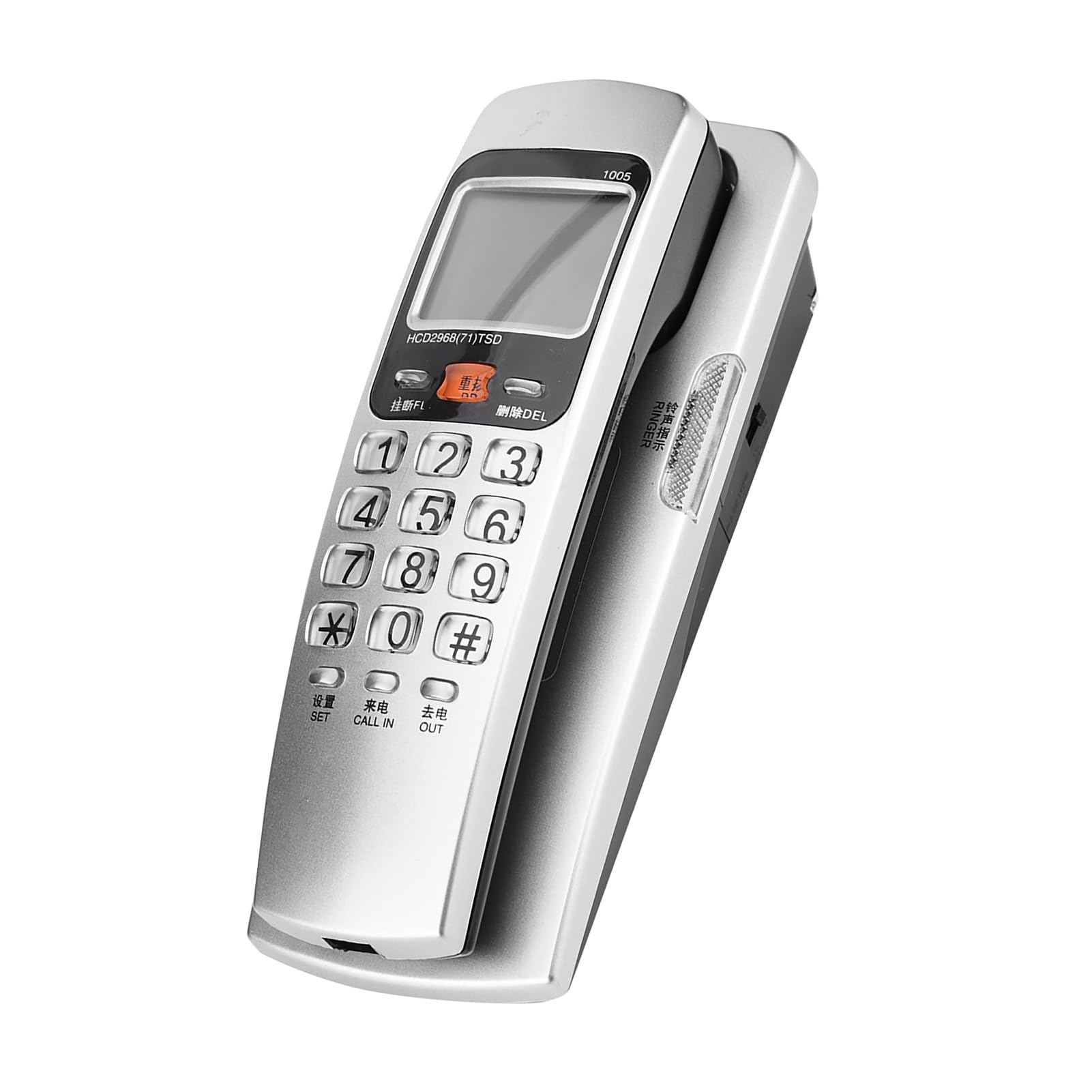 Kabelgebundenes Telefon, Wandtelefon Festnetztelefon mit FSK/DTMF-Anrufererkennung schnurgebunden für den Schreibtisch modernes Nebenstellentelefon für Zuhause (Silver)