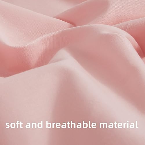 Miniatura 5 de Mohap Juego de funda de edredón  Ropa de cama suave con cierre de cremallera  2 piezas ligeras y transpirables  Twin Rosa Rosa