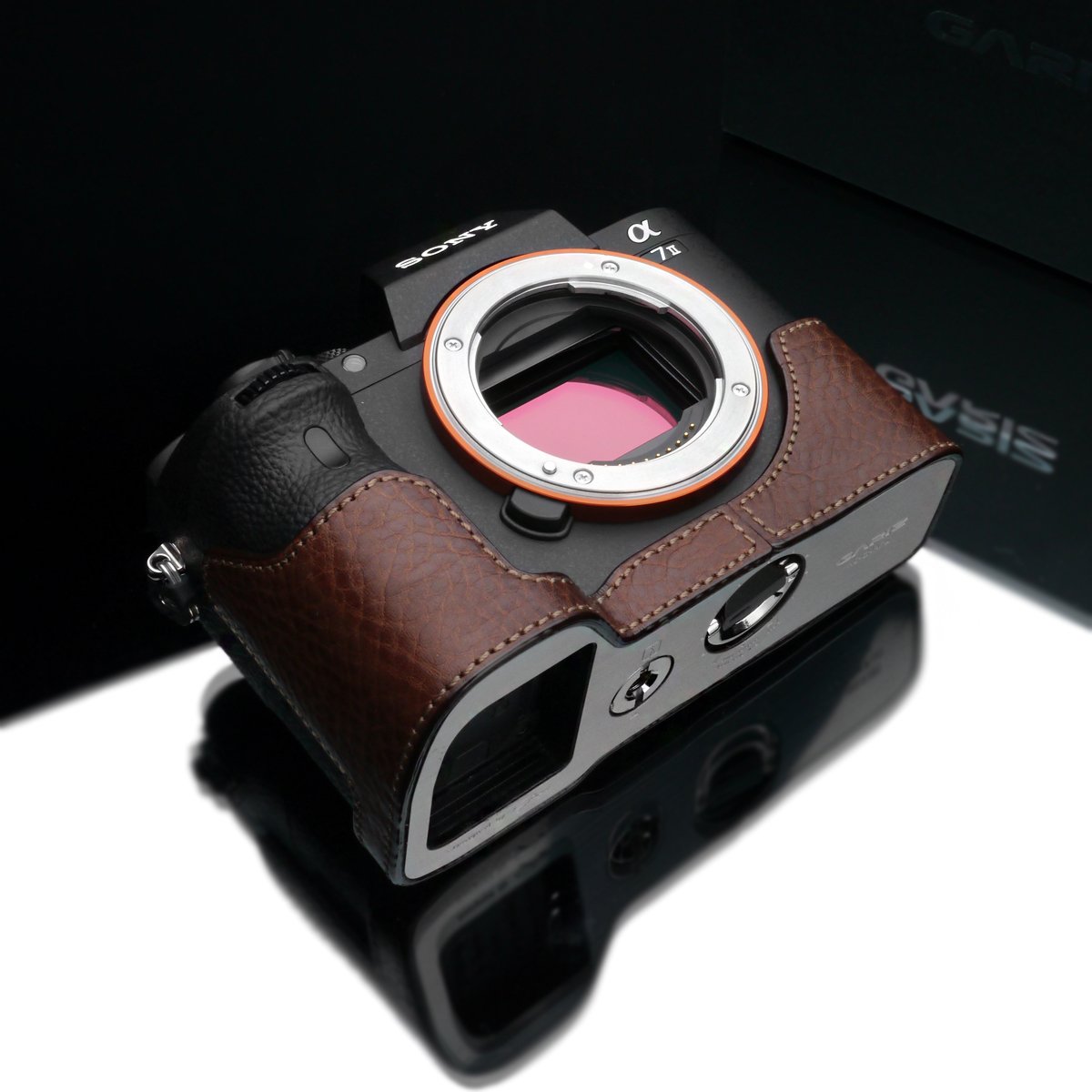 Gariz Genuine Leather XS-CHA7IIBR Camera Metal Half Case for Sony Alpha A7II A7RII Mark 2 Brown