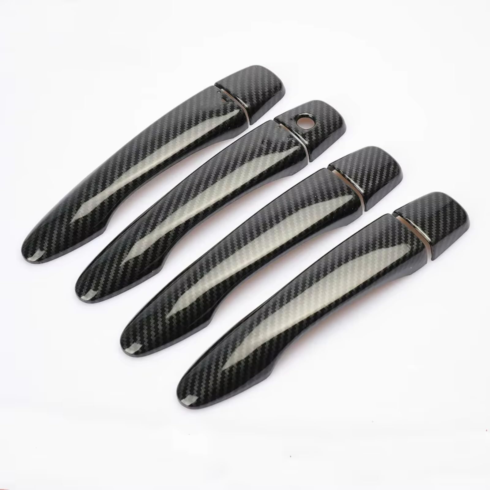 Iukmr Black No Button For Nissan For Qashqai J11 2014-2020 Carbon Fiber Chrome Car Door Handle Cover Trim Styling Accessories Car Outer Door Handle(Black No Button)