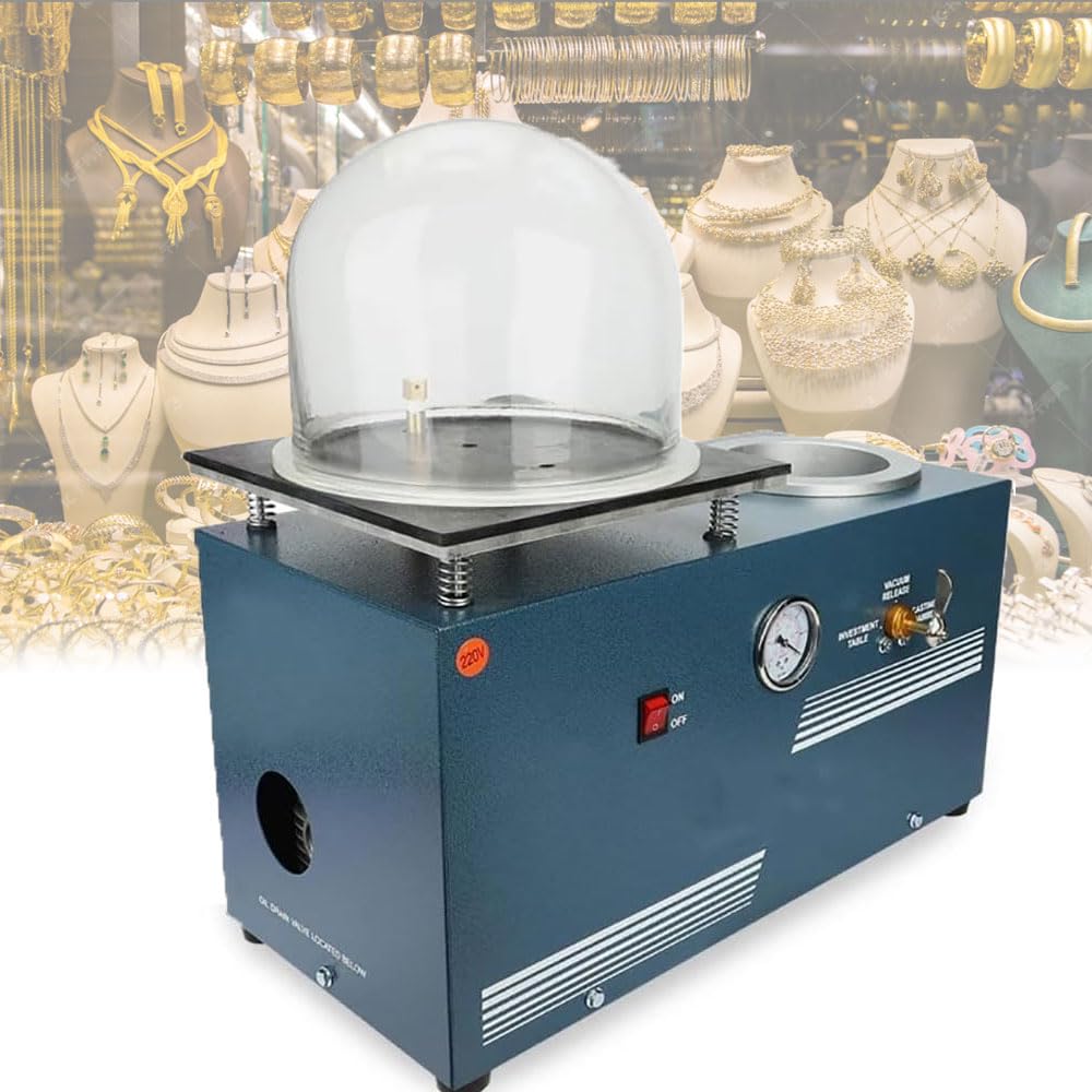 JOSBY 375-W-Vakuum-Einbettgießmaschine, 2-Liter-Gipsform-Gießmaschine, Schmuck-Wachsausschmelzguss-Kombination, mit Vakuumabdeckung, präzisem Manometer, für die Verarbeitung von Gold