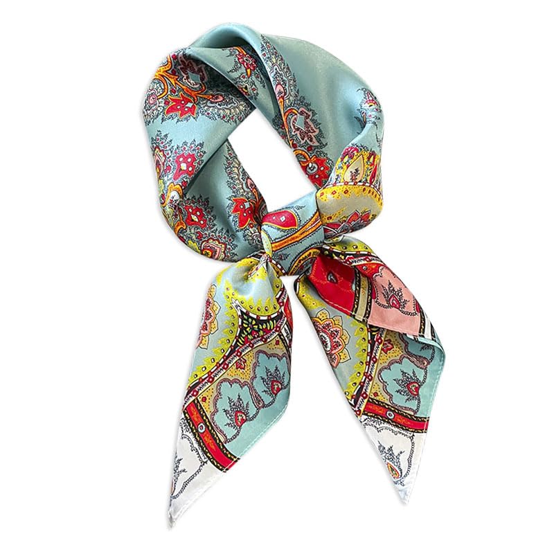 100% Mulberry Silk Neck Scarf - 27'' x 27'' Lightweight Neckerchief - Women Men Small Square Scarves Gift Packed