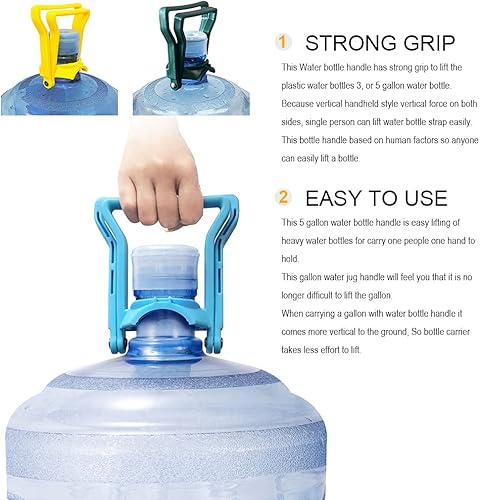 Miniatura 6 de 2 soportes elevadores de botellas de agua, mango ergonómico avanzado de botella de agua potable de 5 galones, antideslizante, fácil de transportar