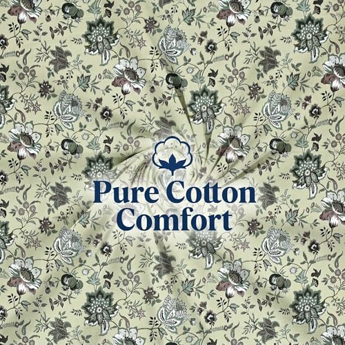 Image of Mafatlal Saanjh 144 TC Single Cotton Bed Linen 90x60 Inch | Printed Comfort Fabric | Lightweight Cooling Feel | Stylish Home Decor Textile | Everyday use | Pillowcase Included | Bone White