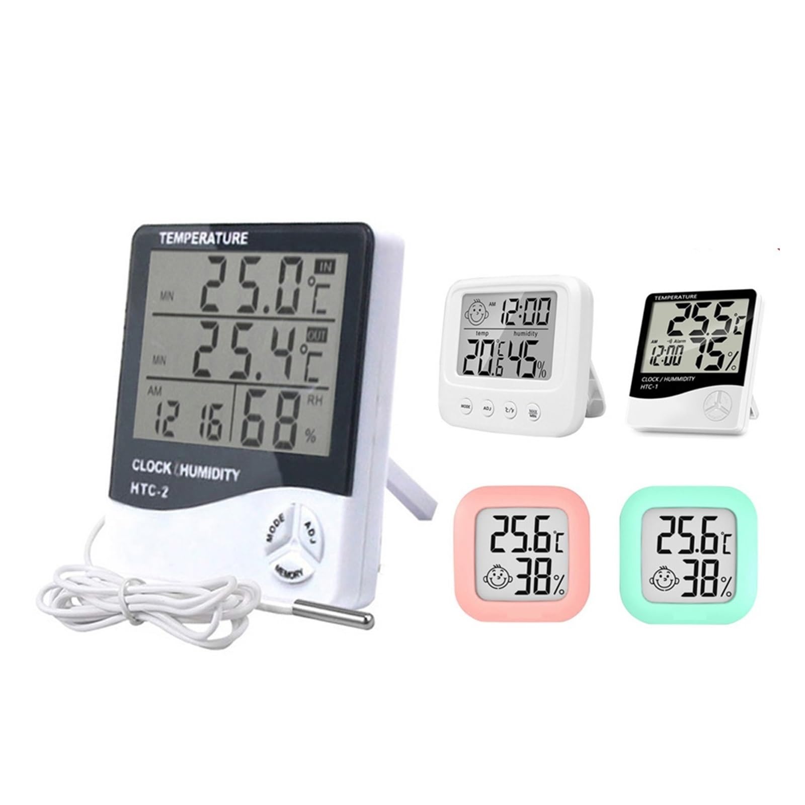 Termohigrometr LCD Elektroniczny Cyfrowy Miernik Temperatury Na Zewnątrz Miernik Wilgotności Termometr Z Podświetleniem Czujnik Higrometr Stacja Pogodowa Do Zegara Domowego(All)