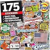 Funny Hard Hat Stickers for Men - 175pcs - Hard Hat Accessories for Men - Blue Collar, Construction, Helmet, Laptop, Water Bottle, Cars, Tool Box Accessories - Cool Stickers for Adults