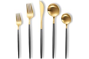 Matte Black Gold Silverware Set