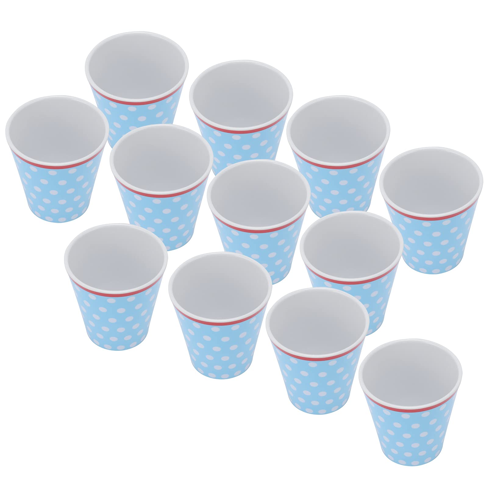 Taza con Patrón de Puntos Azul Claro de Melamina de para Regalo Escolar de Restaurante, Paquete de 12