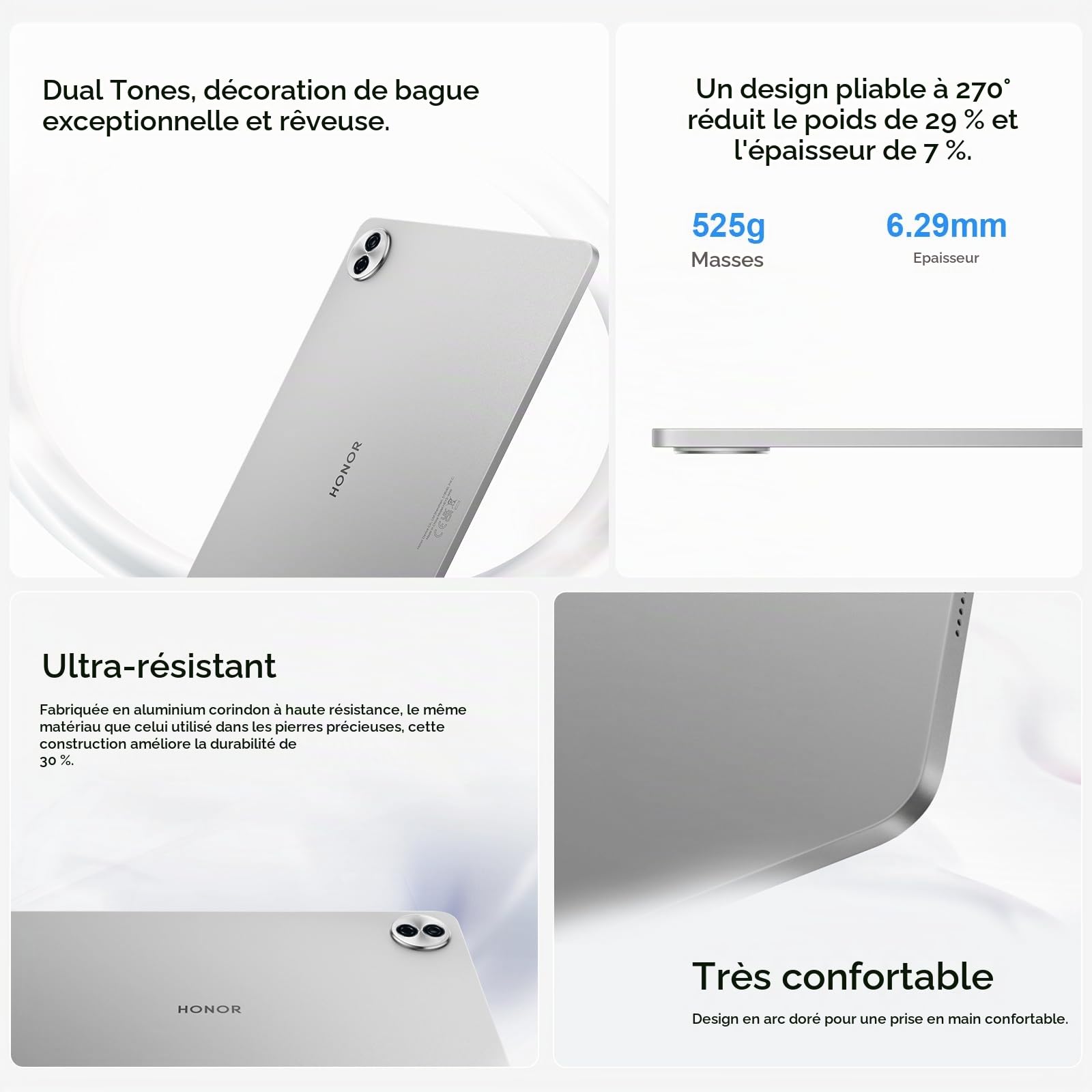 HONOR Pad 10 WiFi Tablette 8 Go RAM 256 Go ROM Gris