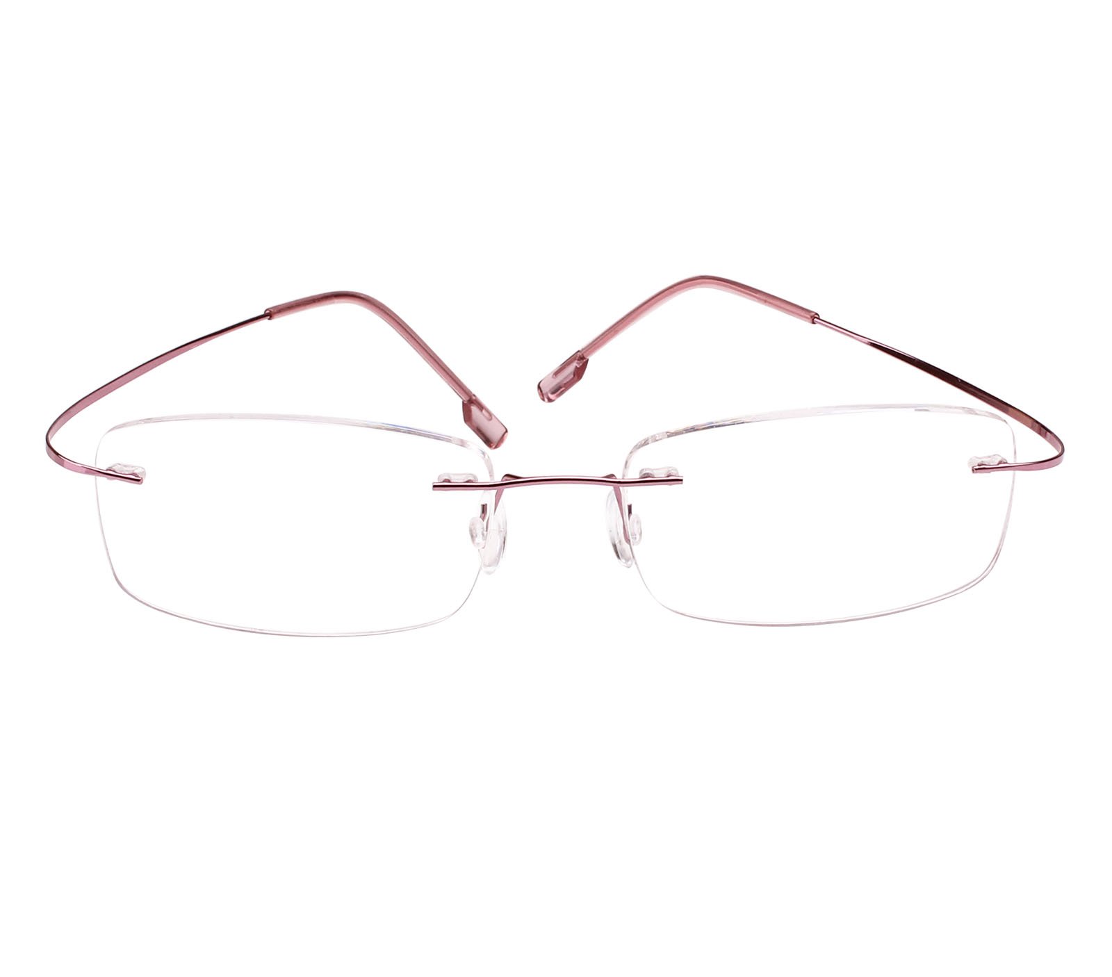 BEISON Memory Titanium Stainless Steel Rimless Flexible Reading Glasses (Pink, 2.0)