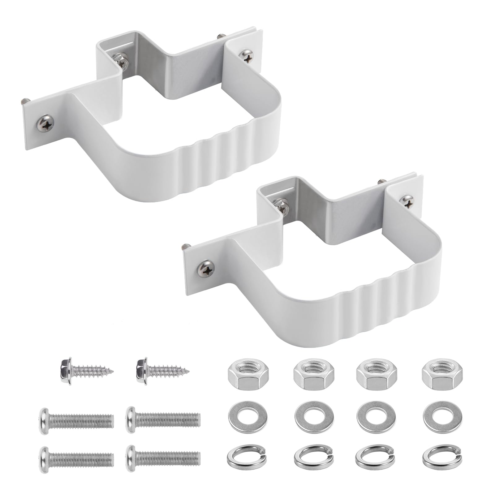 VYH Downspout Straps 2x3 and Wall Bracket, Fasteners White (2 Pack)