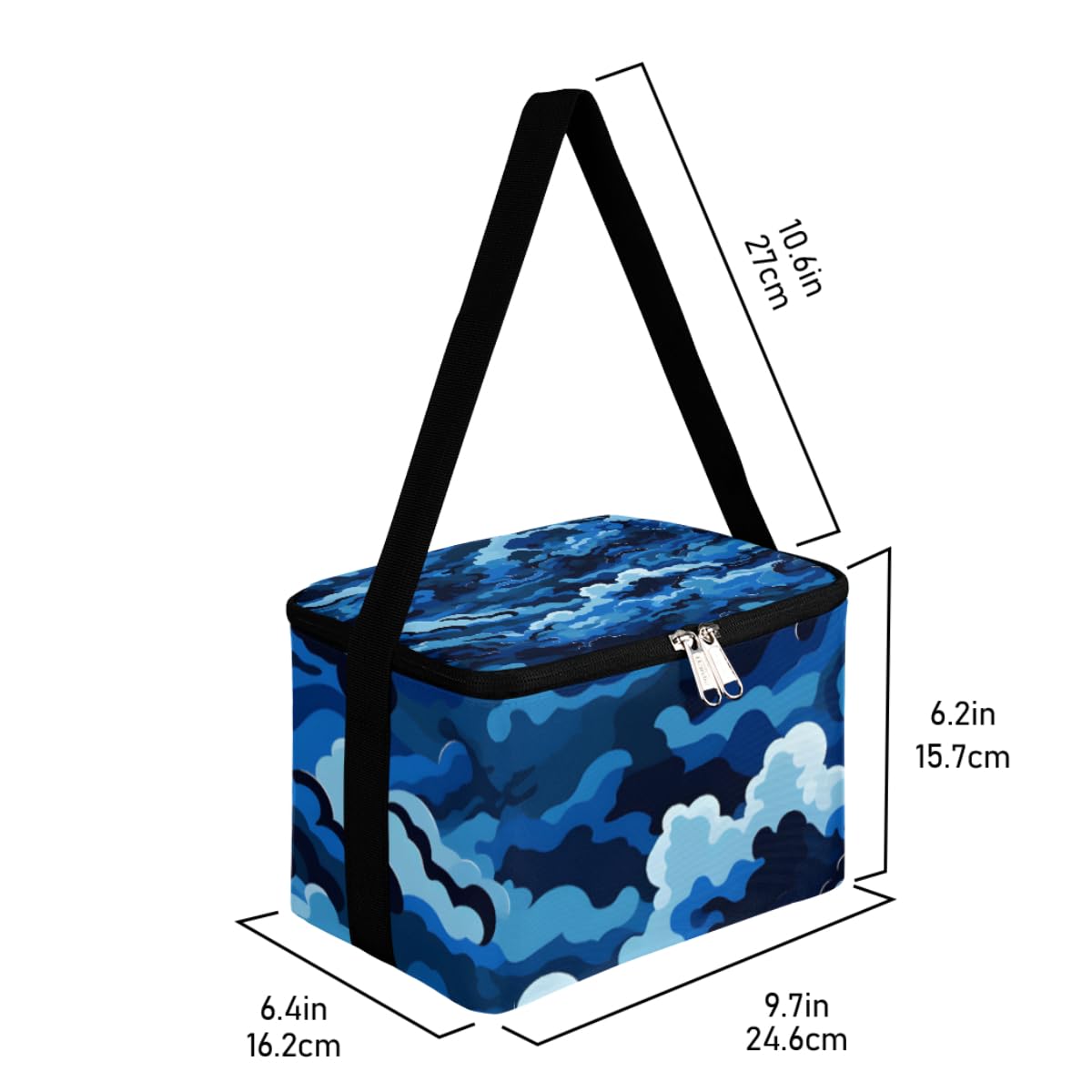 GzLeyigou Lunch Bags for Women Men 9 Cans,Ocean Hot & Cold Food Delivery Bag Insulated Grocery Bag Insulated Lunch Box Abstract Blue Waves Cooler Bag for Office Work Picnic Beach