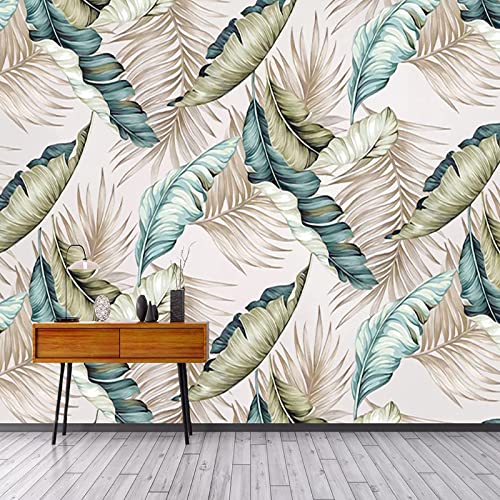 Fondo De Pantalla Personalizado Moderno Pintado A Mano Hojas De Plátano Selva Tropical Murales Sala De Estar Tv Sofá 3D Decoración De Pared 150Cm(W)×105Cm(H)
