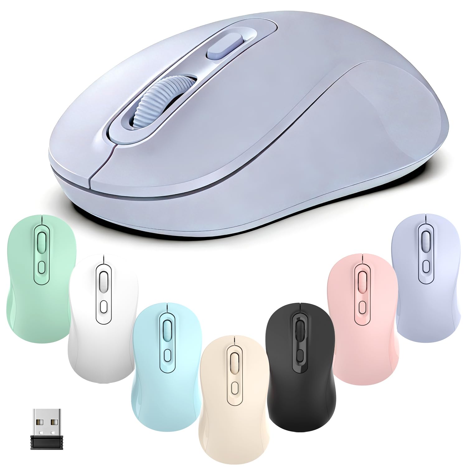 TvvTvvT Wireless Mouse, 2026 New Model, Silent Click Ergonomic Design, Portable, 4 Buttons, Adjustable DPI (800/1200/1600), for Laptop/PC/Office (Beige) — view 15