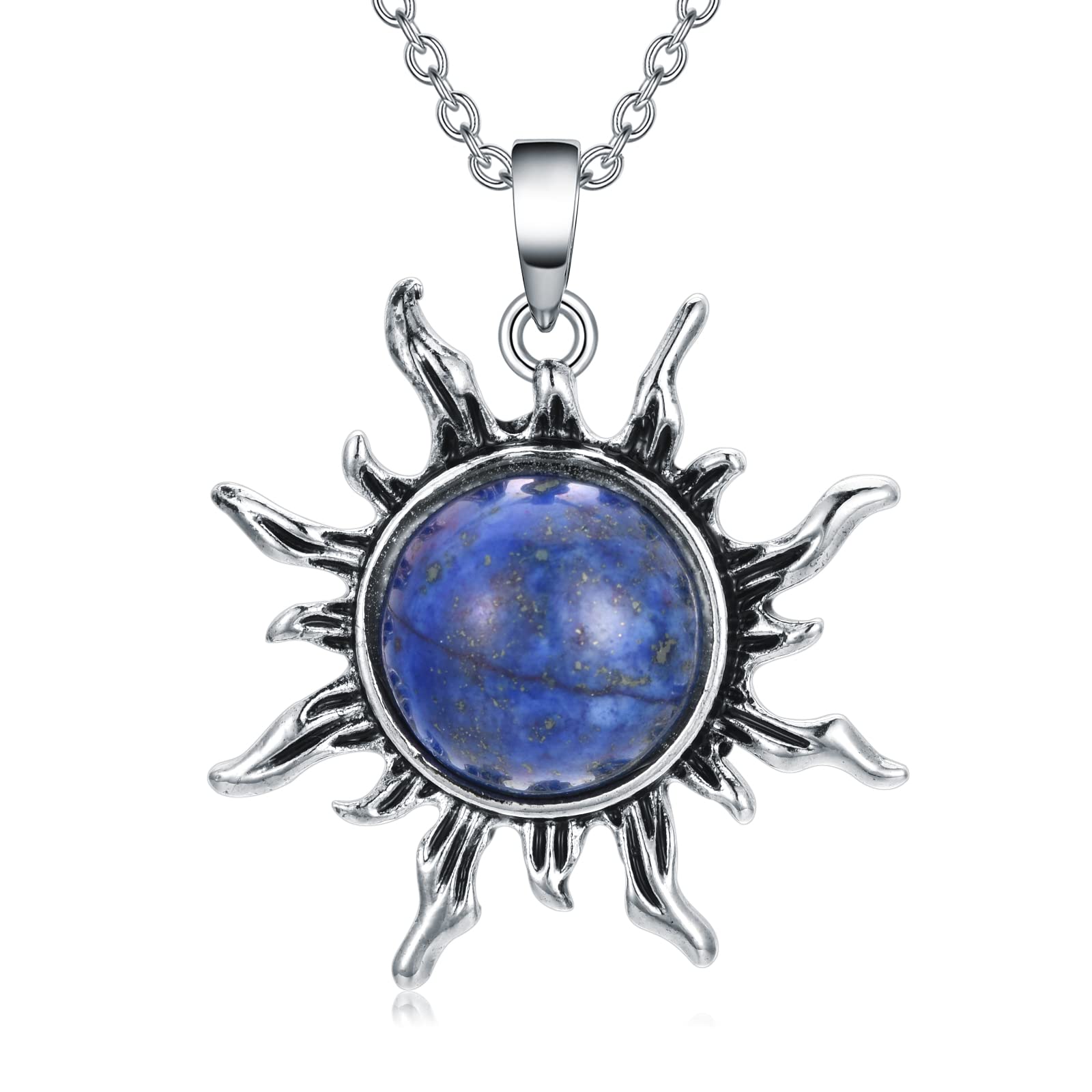 VIJASHOP Sun Necklace for Women Natural Gemstone Sun Pendant Healing Crystal Protection Necklace Valentine's Day Gift for Mother Girlfriend