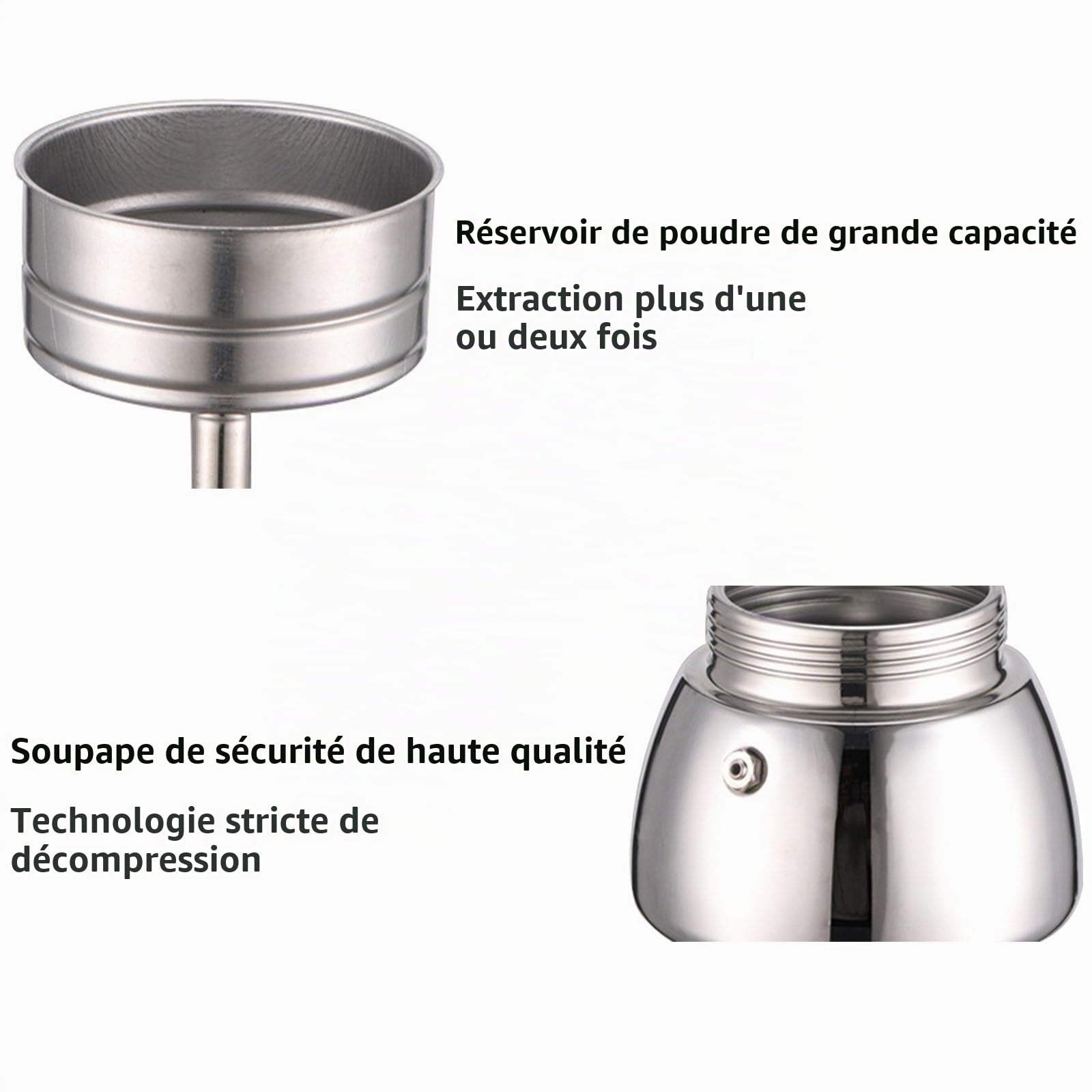 OUKENS Machine à Espresso, 300 ml 6 tasses en acier inoxydable cafetière italienne Cafetière à Infusion domestique, Cafetière Moka Pot cafetière maison