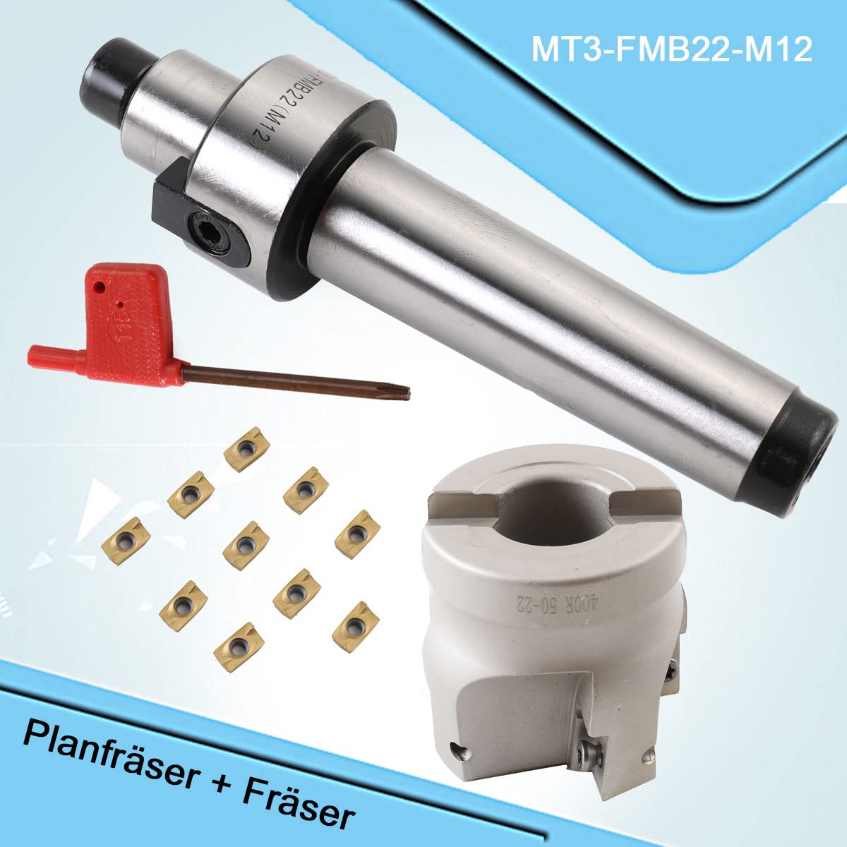 Soporte para fresa de planos MT3-FMB22-M12 400R-50-22, juego de corte CNC APMT1604