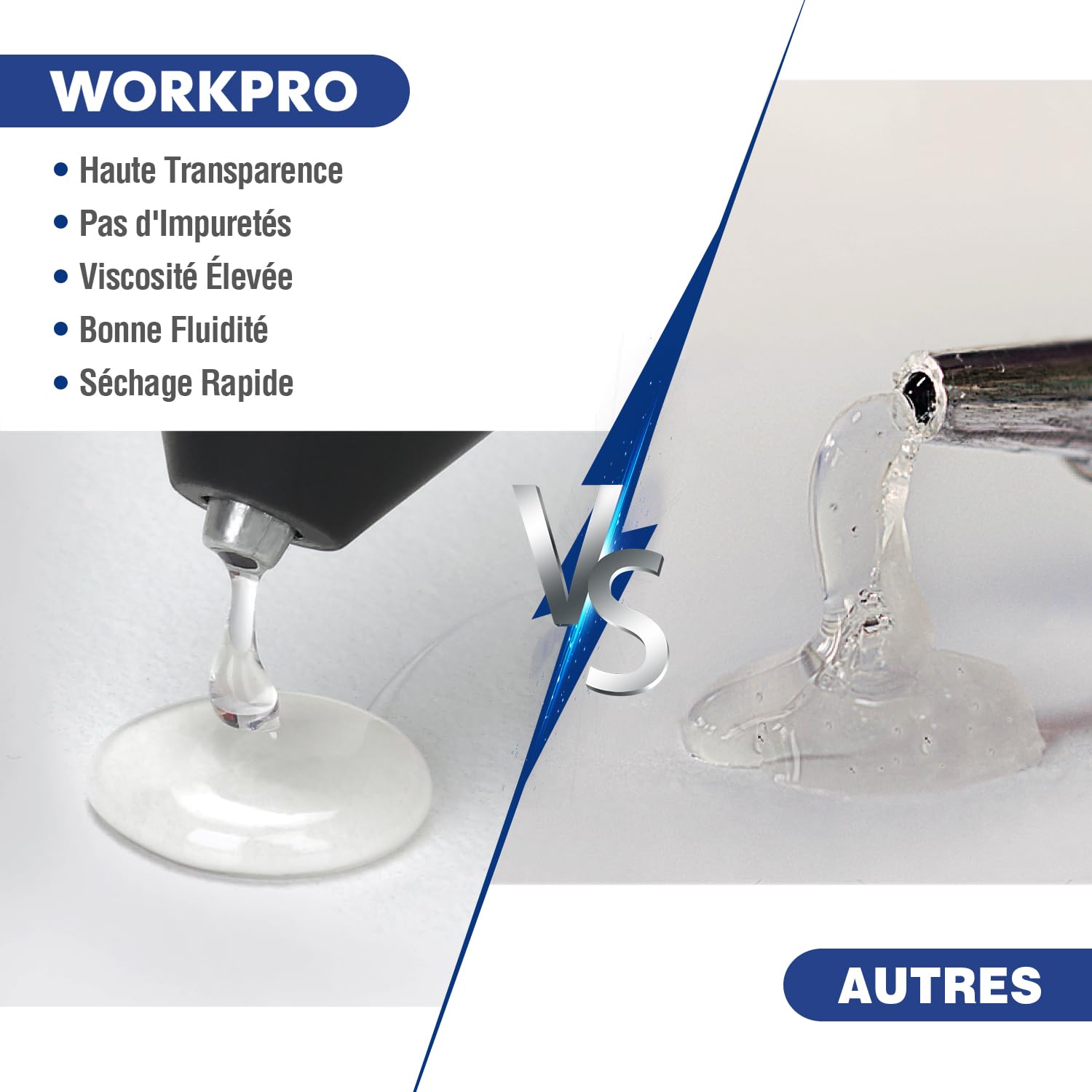 WORKPRO Lot de 100 Bâtons de Colle Chaude 200 x 11mm, Bâtonnets de Colle Transparents Universels pour Pistolet à Colle Chaude, Idéal pour Bricolage, Artisanat, Loisir