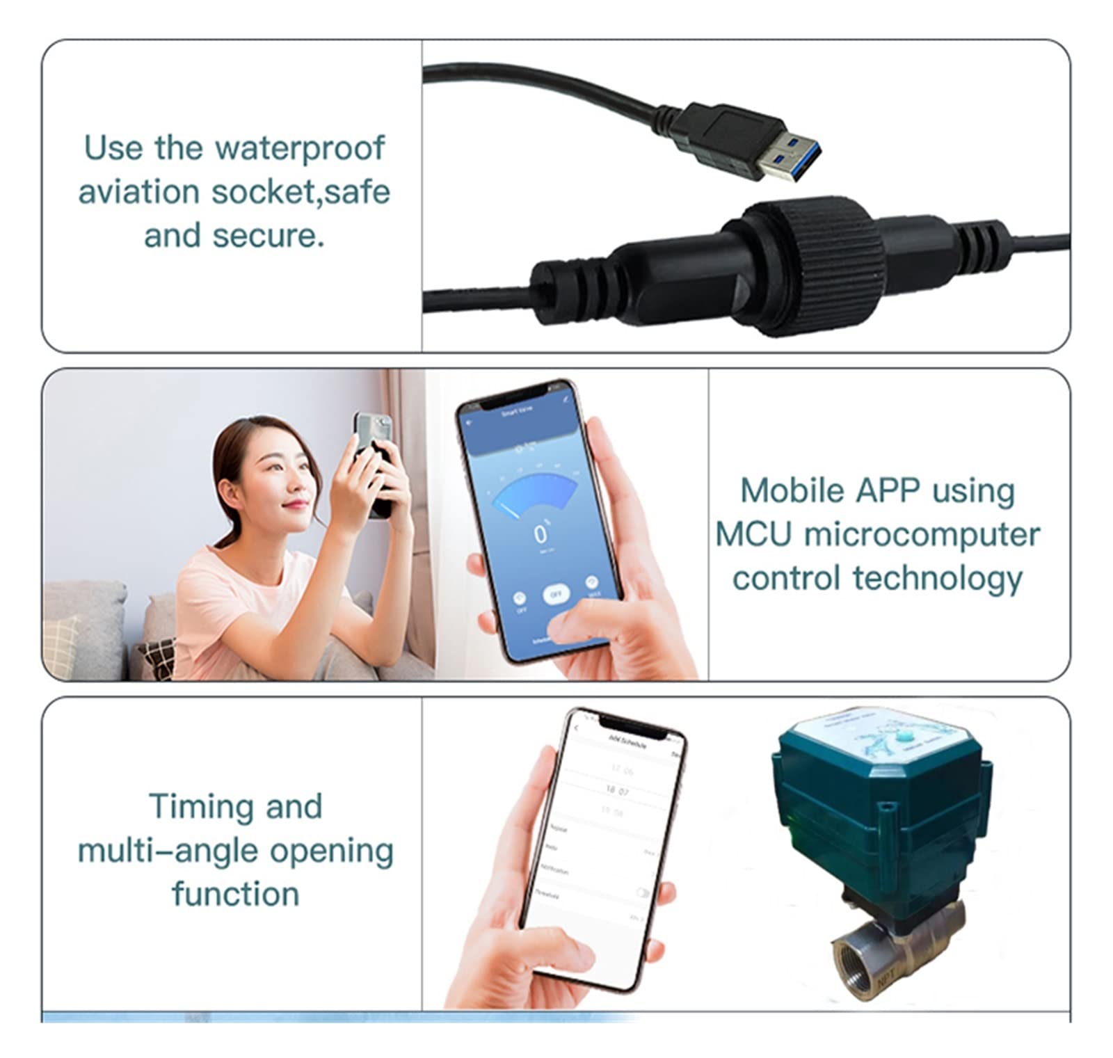 resistere ad alta pressione e temperatura estremi Smart Water Valve 5V wifi con spegnimento automatico valvole di controllo del flusso motorizzate in acciaio inossidabile ( Specification : DN15 )